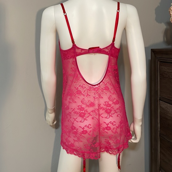 36C Vs Victoria’s Secret Very Sexy Red & Pink Lace lingerie slip baby doll - Picture 9 of 15